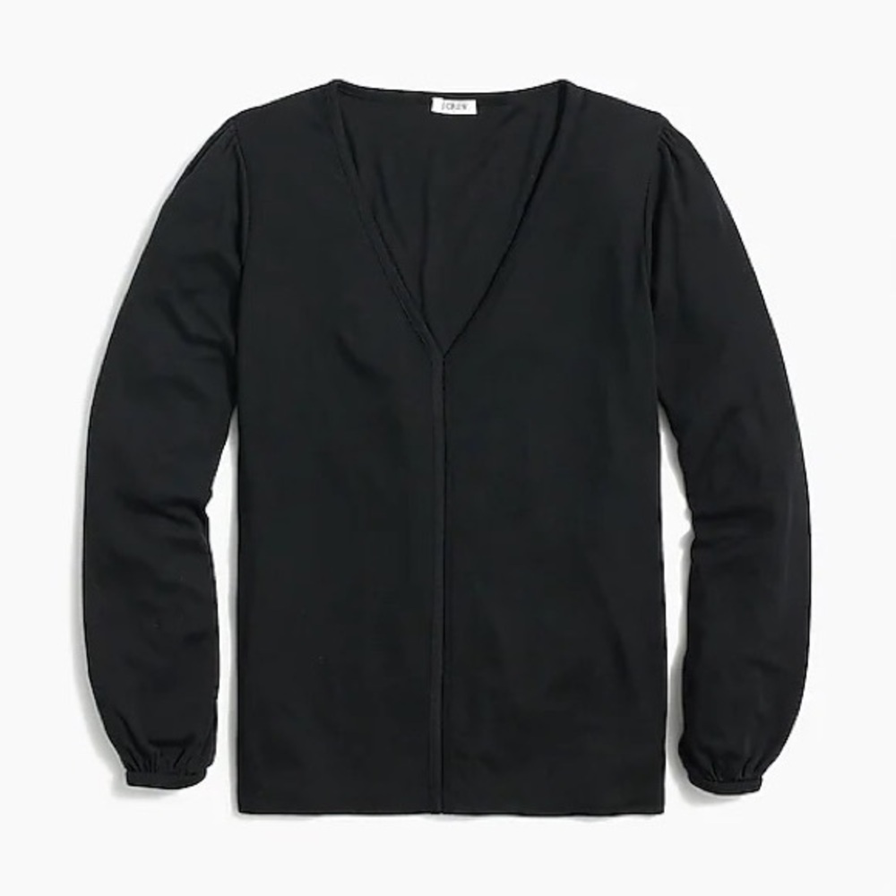 J. Crew • Black Drapey V Neck Blouse